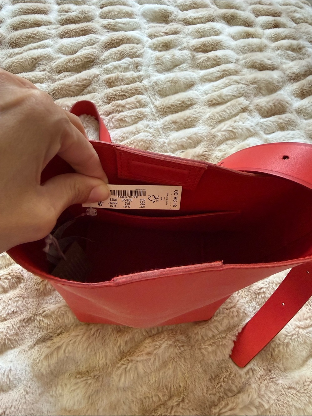 Madewell Tomato Red Leather Adjustable Strap Bucket Bag - Women New With Tags - Picture 7 of 7